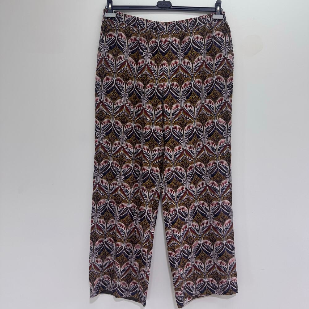 NWT Marina Rinaldi Floral Silk Trouser Pant Elastic Waist US 20 Luxury Bohemian